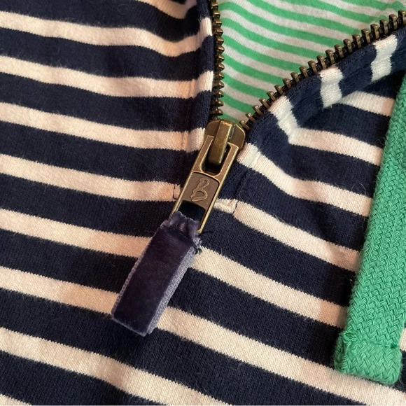 BODEN Navy & White Striped 1/4 Zip Cotton Sweatshirt Hoodie size 4 - Picture 3 of 6